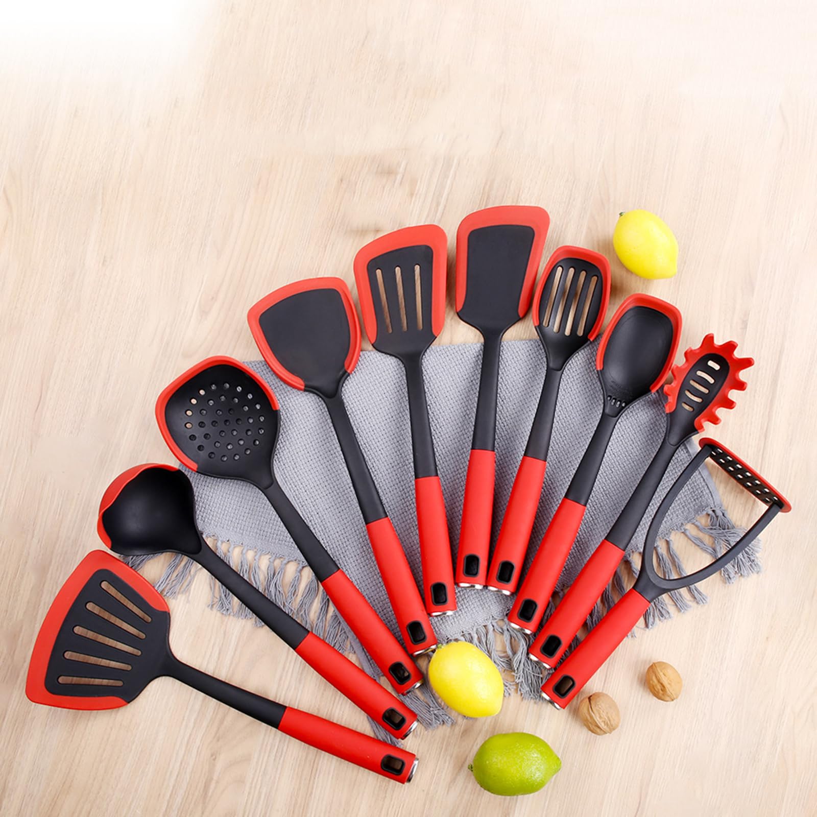 Küchenhelfer, Silikon Küchenutensilien Kochutensilien Set, Hitzebeständiger Schwarz Kochbesteck Kochgeschirr Mit Pfannenwender Für Kochen Backen, Gesund & Antihaft, Spülmaschinenfest 7 Stück