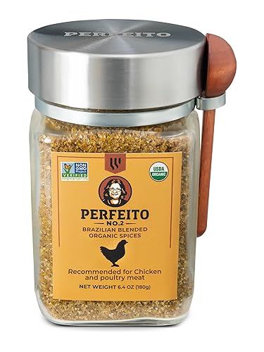PERFEITO Mezcla orgánica de condimentos de pollo brasileño, sal de condimento de pavo totalmente natural con especias de ajo fresco y hierbas para