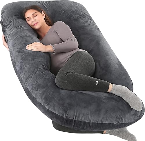 Almohada de embarazo de cuerpo completo de 57 pulgadas, almohada de maternidad con funda extraíble lavable, soporte para dormir para piernas,