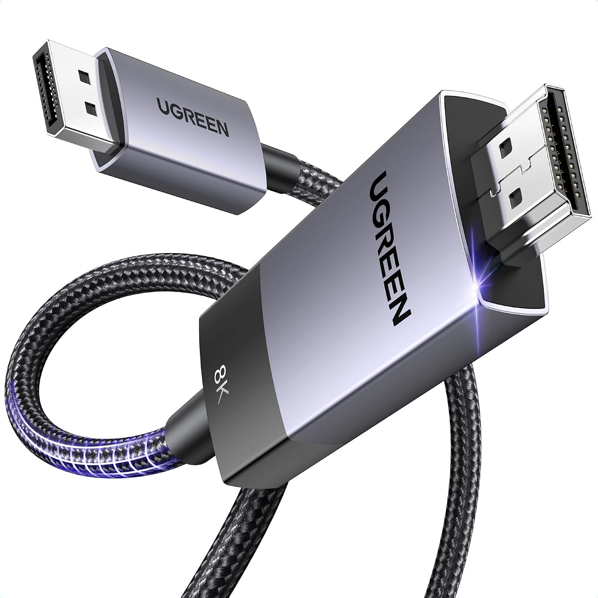 8K@60Hz Unidirectional Active DisplayPort to HDMI Cable, 6.6FT | 4K@240Hz DP 1.4 to HDMI 2.1 Cord Support 32.4Gbps HDR Dolby HDCP2.3, Compatible with Monitor AMD NVIDIA HP HDTV, No VRR CEC