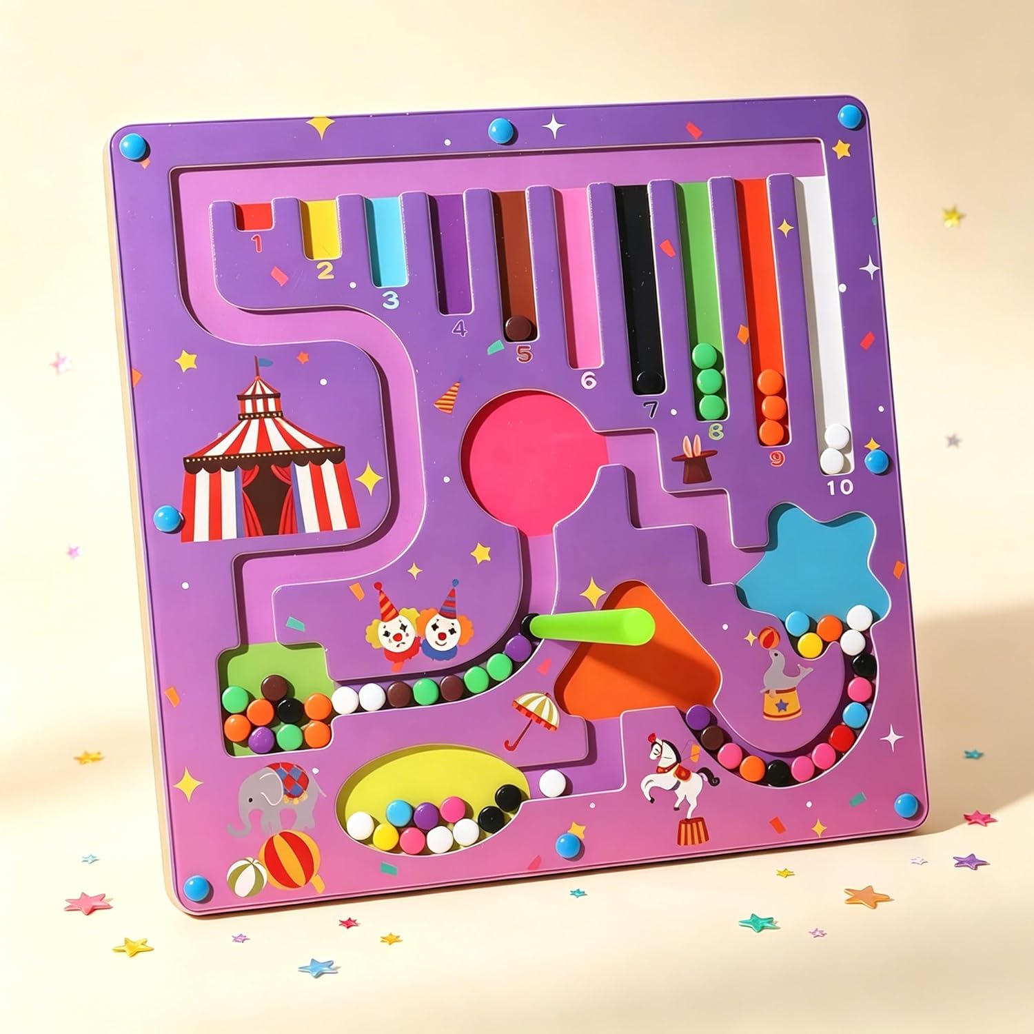 Montessori Toys Magnetic Maze, Magnetic Color and Number Maze, Wooden Maze for Ages 2-4,Toddler Fine Motor Skills Toys for Boys Girls