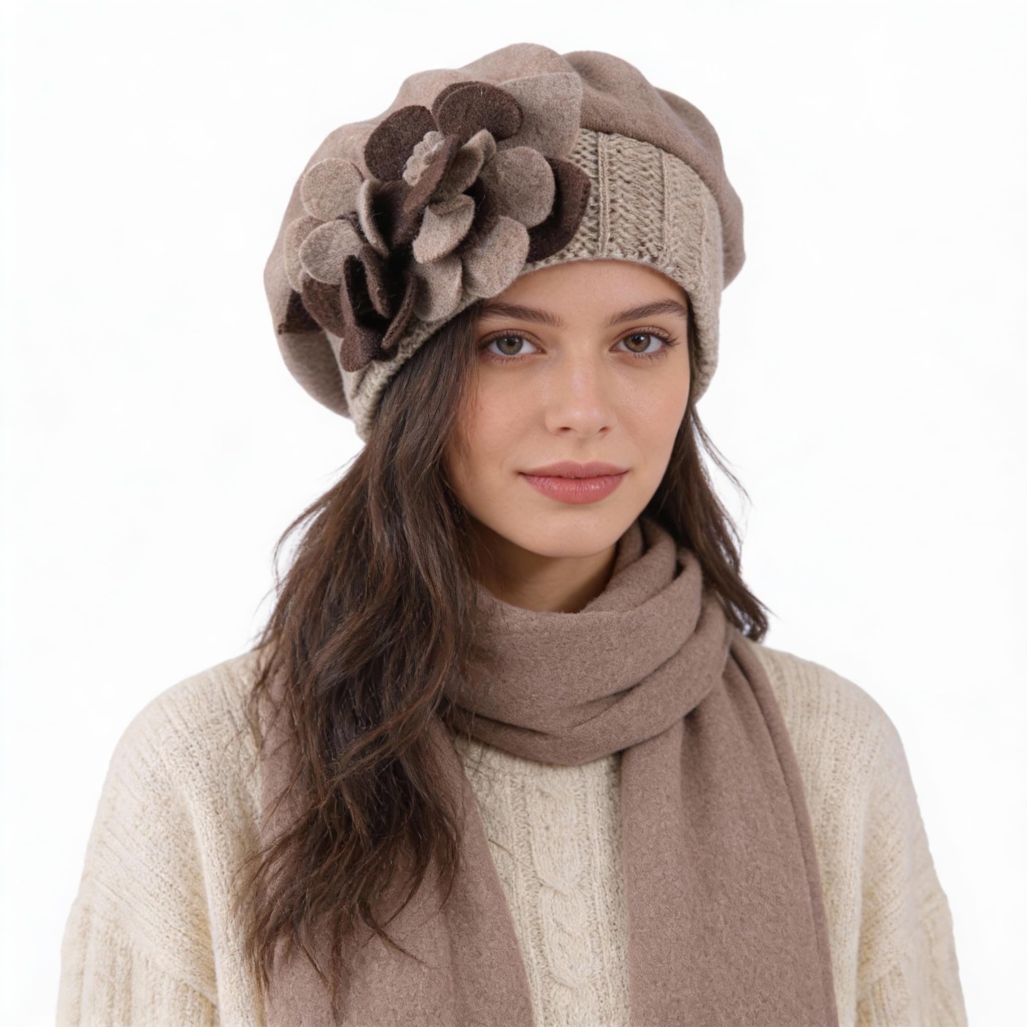 Ruphedy Women's Hy023-Camel-A Beret Beanie Chic Wool French Beret Dress Winter Hats Hy022 (Hy023-Camel)