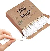100 cotonetes de algodão de bambu – As pontas de algodão são perfeitas para trabalhos detalhados | Textura macia e controle preciso, 100% sem plástico, biodegradável, cotonetes ecológicos