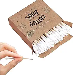 100 cotonetes de algodão de bambu – As pontas de algodão são perfeitas para trabalhos detalhados | Textura macia e controle preciso, 100% sem plástico, biodegradável, cotonetes ecológicos