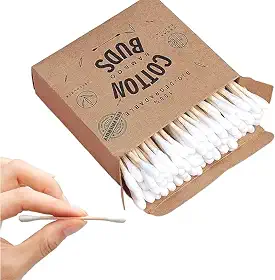 100 cotonetes de algodão de bambu – As pontas de algodão são perfeitas para trabalhos detalhados | Textura macia e controle preciso, 100% sem plástico, biodegradável, cotonetes ecológicos