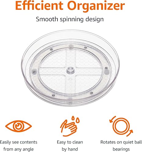 Miniatura 2 de Tienda Basics Clear Lazy Suzan - Organizador para tocadiscos, 9 pulgadas, paquete de 2