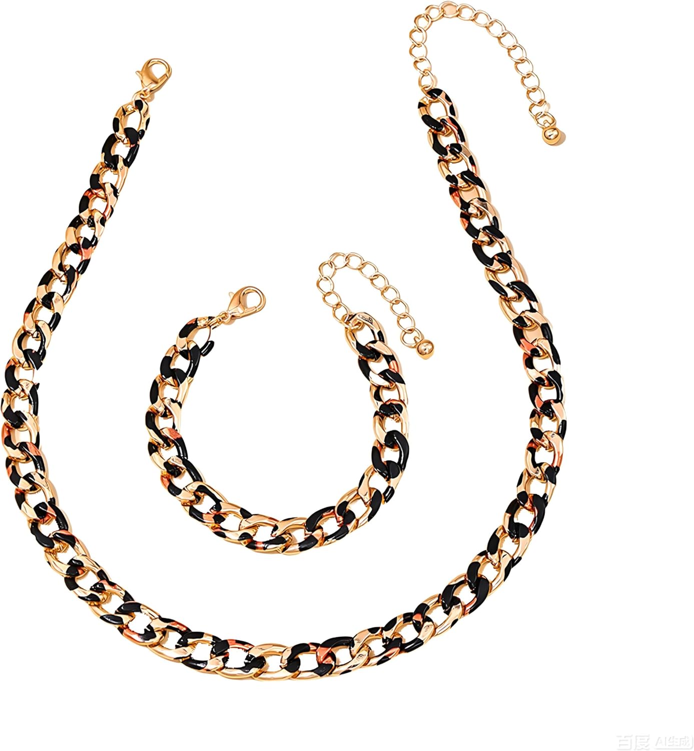 WCRAZYE 18k Gold Leopard Print Necklace Bracelets Earrings Jewelry Set for Women Bohemia Vintage Gold Chunky Chain Necklace