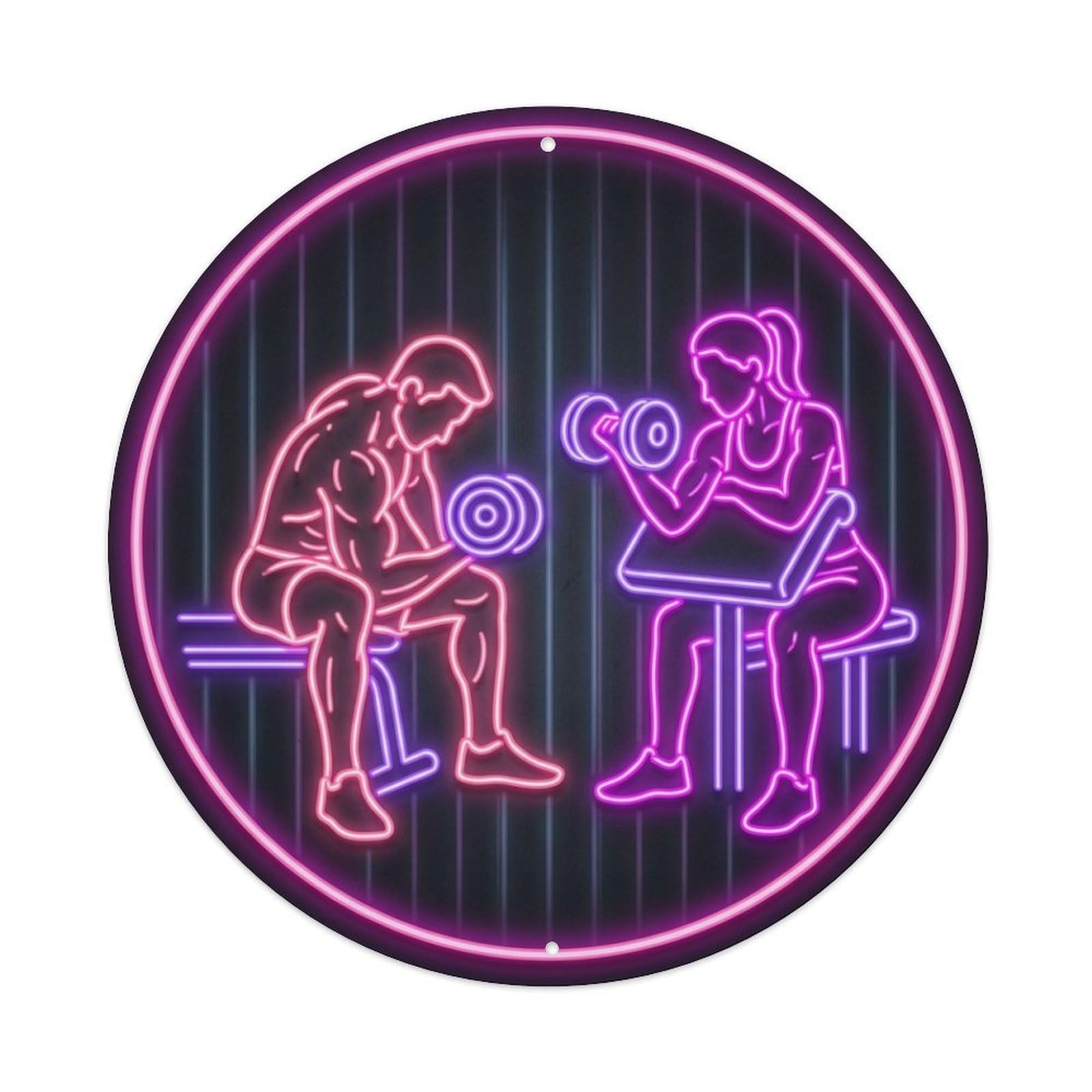 Vintage Faux Neon Gym Retro Bodybuilding Fitness Hustle Metal Tin Sign