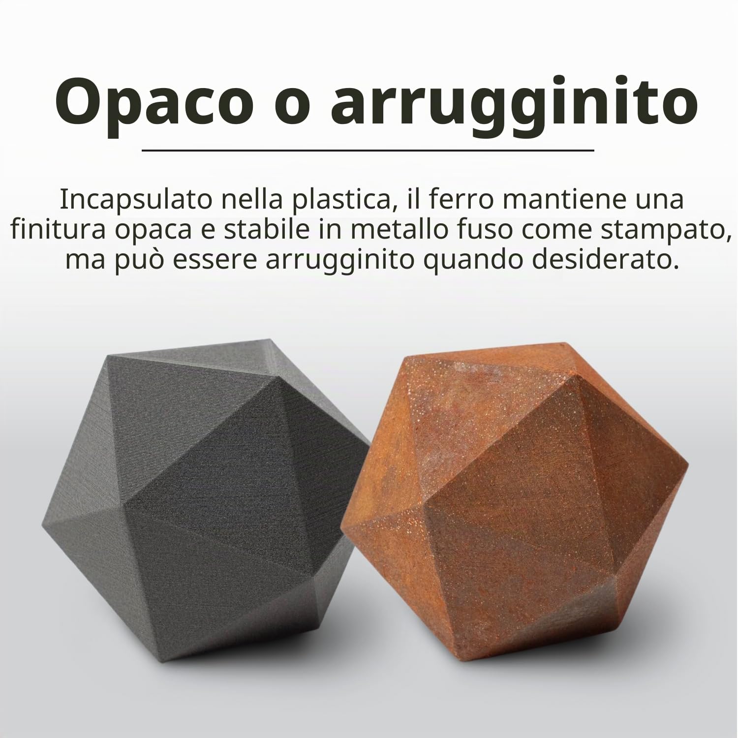 Proto-pasta FEP11705 - Bobina di fil di ferro PLA magnetico, si può ottenere un effetto ruggine, da 1,75 mm, 500 g, colore: grigio