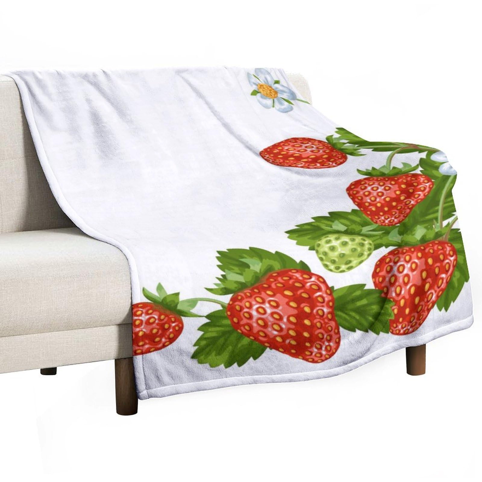 MHYRAC Flannel Blanket, Strawberry Throw Blanket for Couch Sofa Bed Office, Soft And Comfortable Without Pilling