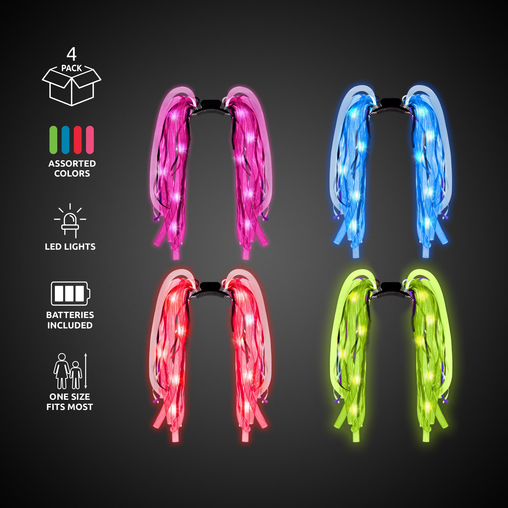 Amazon.com: Fun Central LED Light Up Party Dreads - Assorted 4