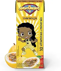 AVENTUREIROS - Néctar de Maracujá em Caixinha - Sem Ingredientes Artificiais, Sem Glúten - Contém 10 Vitaminas e Minerais, Ingredientes Naturais - Vegano - 200ml