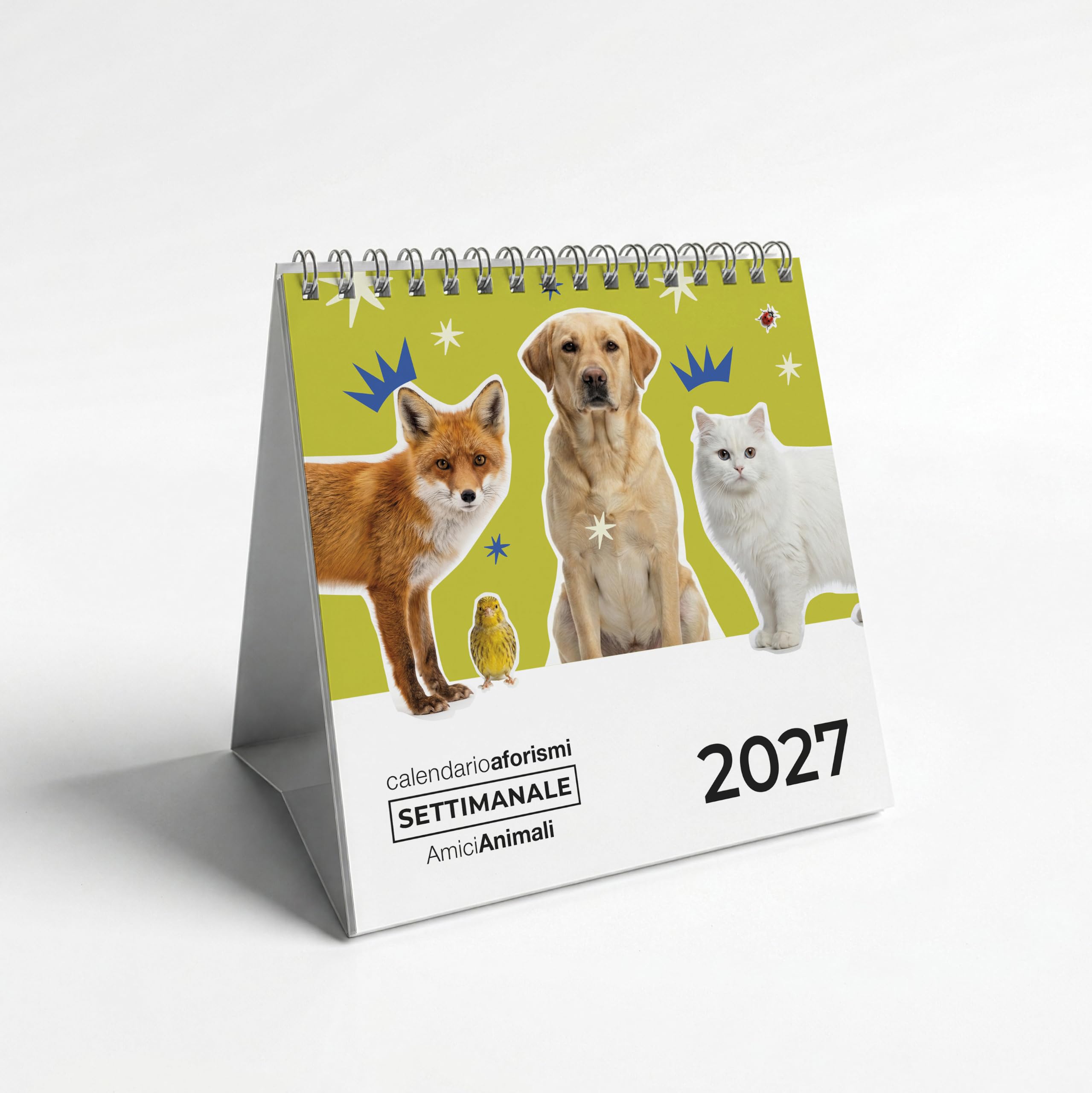 Q&B Grafiche Wochenkalender 2027 mit Tiermotiv | Tischkalender mit Spirale für den Schreibtisch | Wochenplaner für Büro, Zuhause und Tierliebhaber (2027 Tiermotiv, 3 Stück)