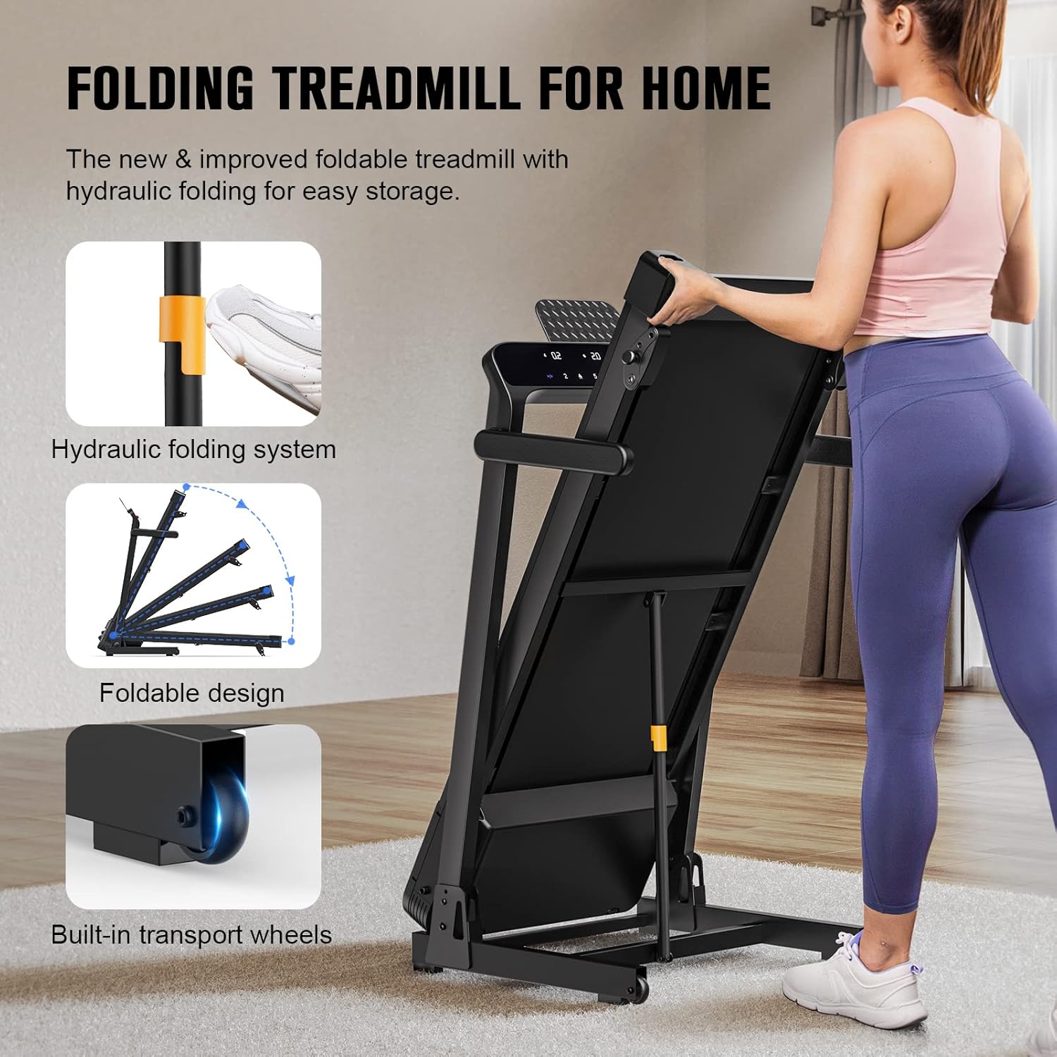 Buy FLYLINKTECH Folding Treadmill with Incline, 2.5HP Electric Portable