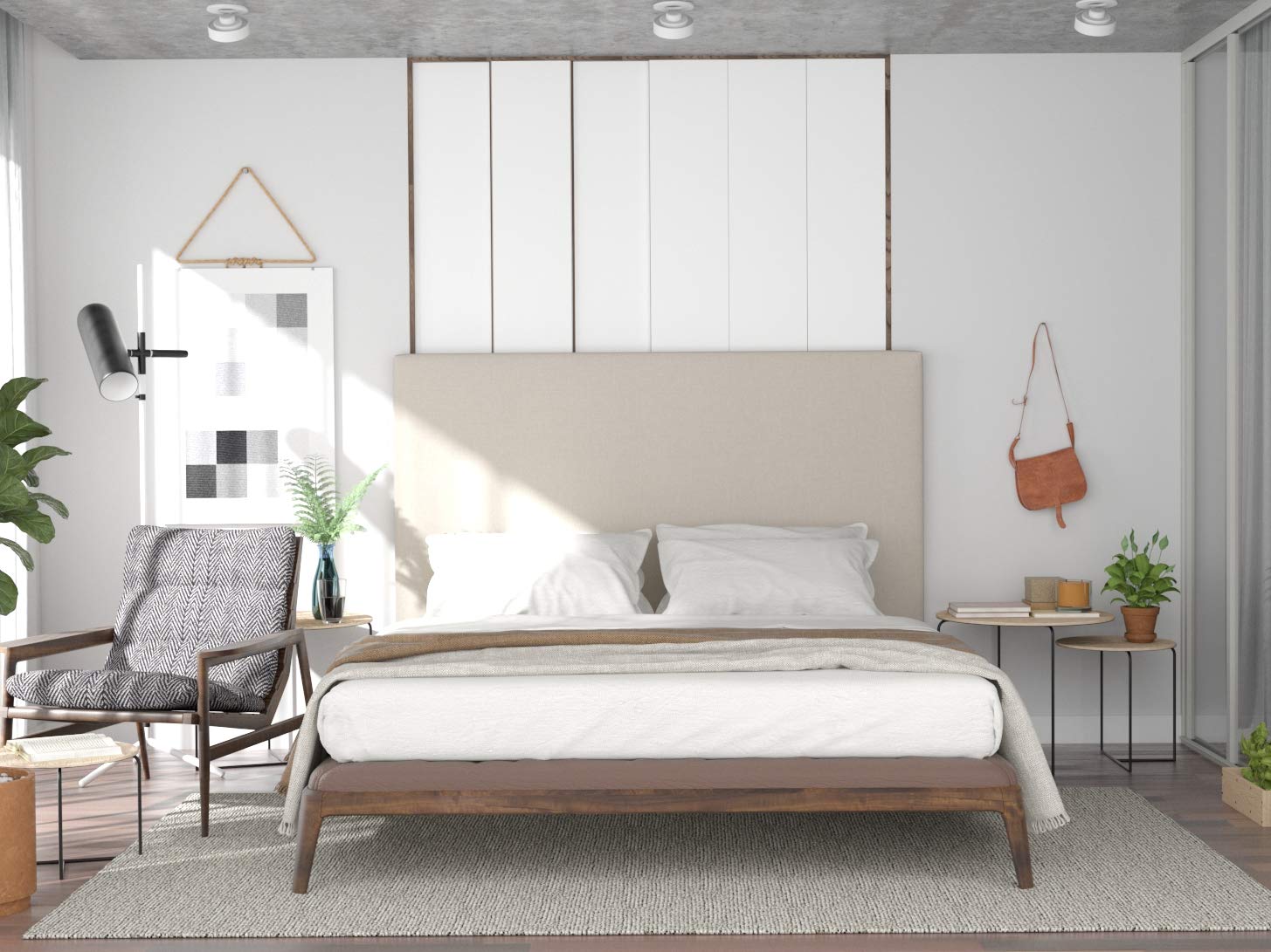 LA WEB DEL COLCHON Cabezal Cama Paros Tapizado Acolchado 8 cm con Fijación a Pared – Cabecero de Cama Suave y Elegante – Cama de 180 (190 x 120 cms) Beige Claro Textil Suave - Cabeceros Acolchados
