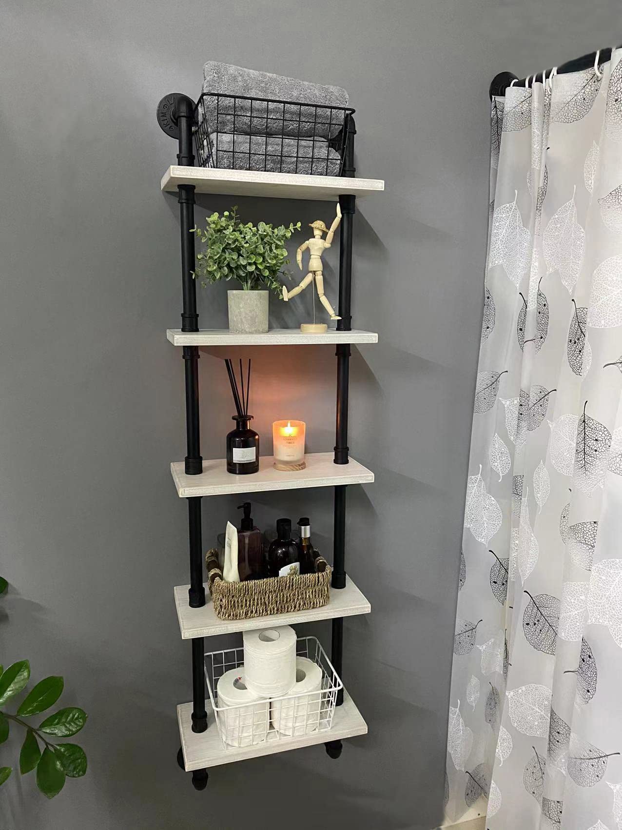 Buy ROGMARS Industrial Pipe Shelving Bathroom Farmhouse Pipe Shelves