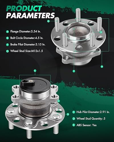 Miniatura 3 de SCITOO Kit de montaje de buje de rueda trasera 512332 5 pernos con sensor ABS apto para Dodge Avenger para Jeep Patriot Sebring para Dodge Caliber