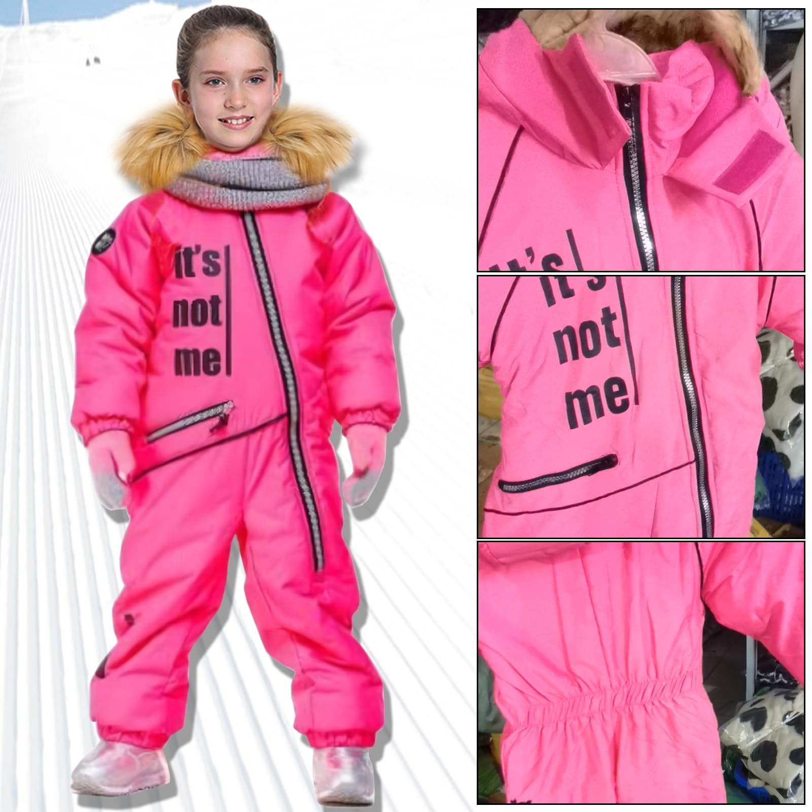 Kinder Skianzug Jungen Schneeanzug Mädchen Winddicht Wasserdicht Snowsuit mit Kapuze Outfit Skifahren