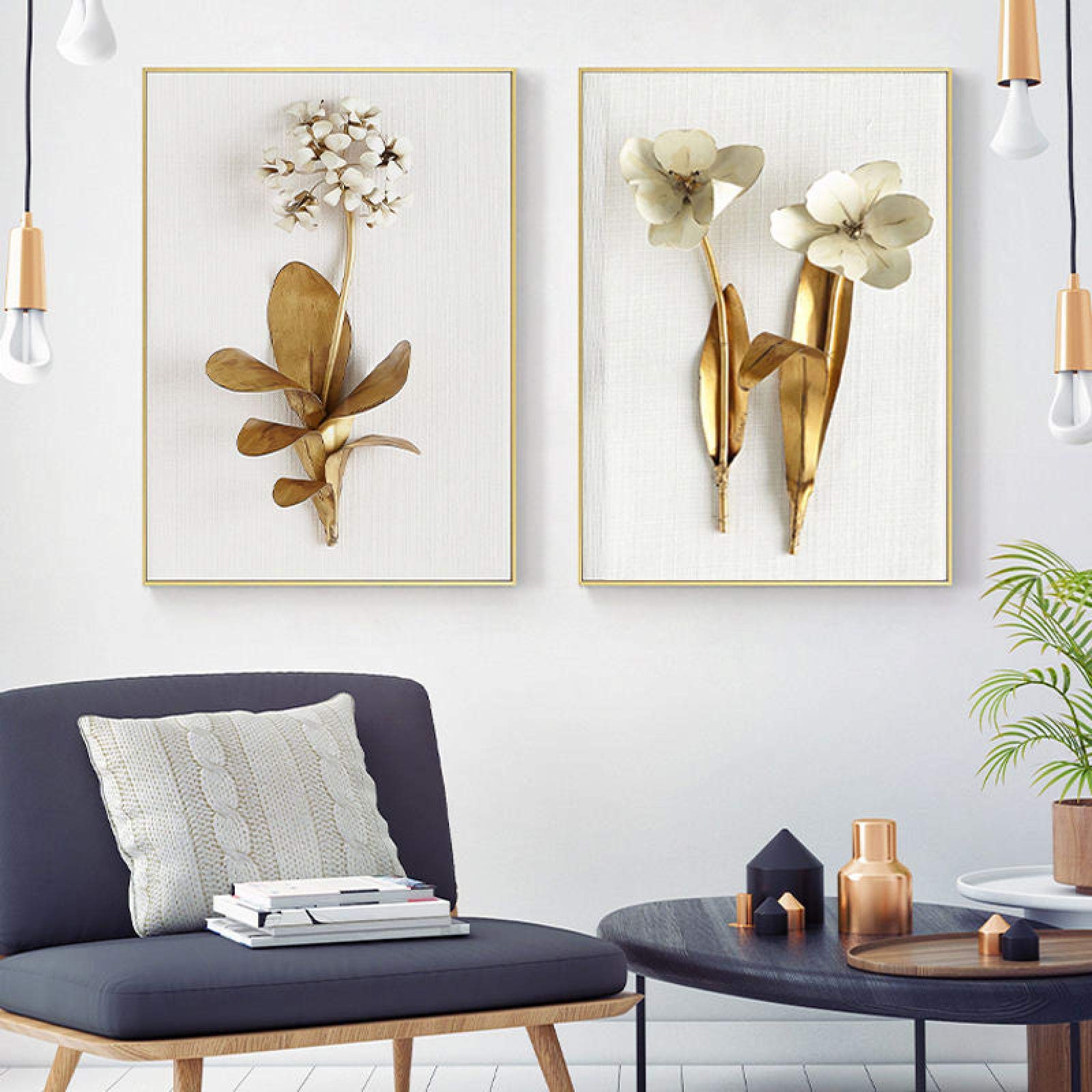 Tableau feuille d'or abstrait pour sublimer votre salon moderne - 8