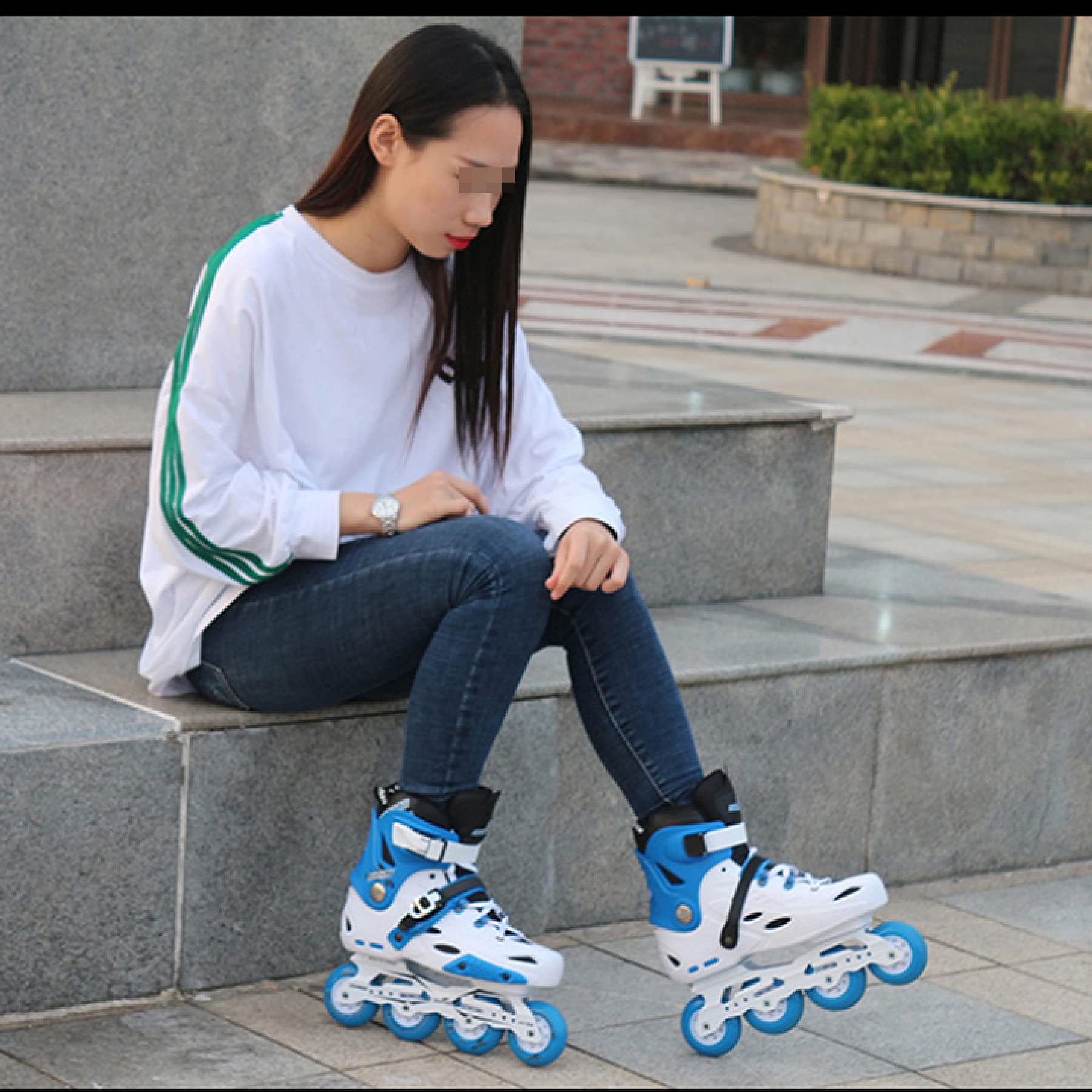Patins à roues alignées pour filles et garçons, patins à roulettes avec sport et loisirs, patines pour enfants et adultes, hommes et femmes (couleur : blanc, taille : EU 42/US 9/UK 8/JP 26 cm)