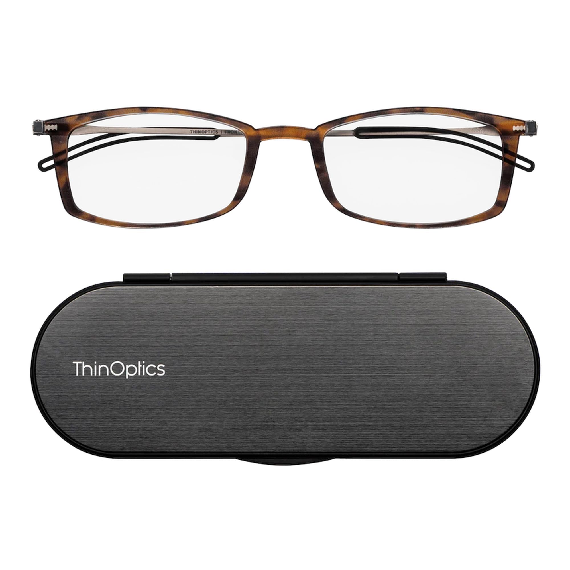 ThinOptics Gafas de Lectura Brooklyn, Rectangular, Funda Milano, Plegables | Gafas de lectura plegables y compactas para hombre y mujer, siempre a mano, tecnología Flex-Fit, para llevar en el bolsillo