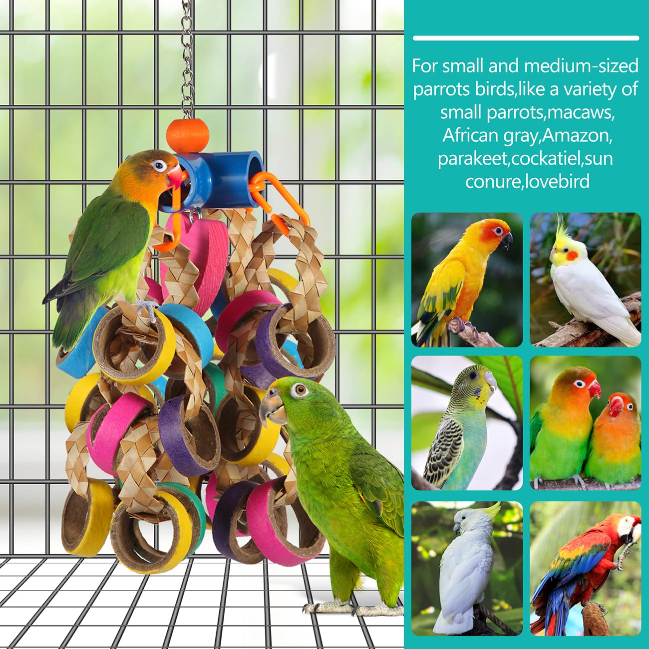 Bird Toys Foraging Crusher - 24 Piece Colorful Bagel Chew Rings For Parrots, Conures, Budgies