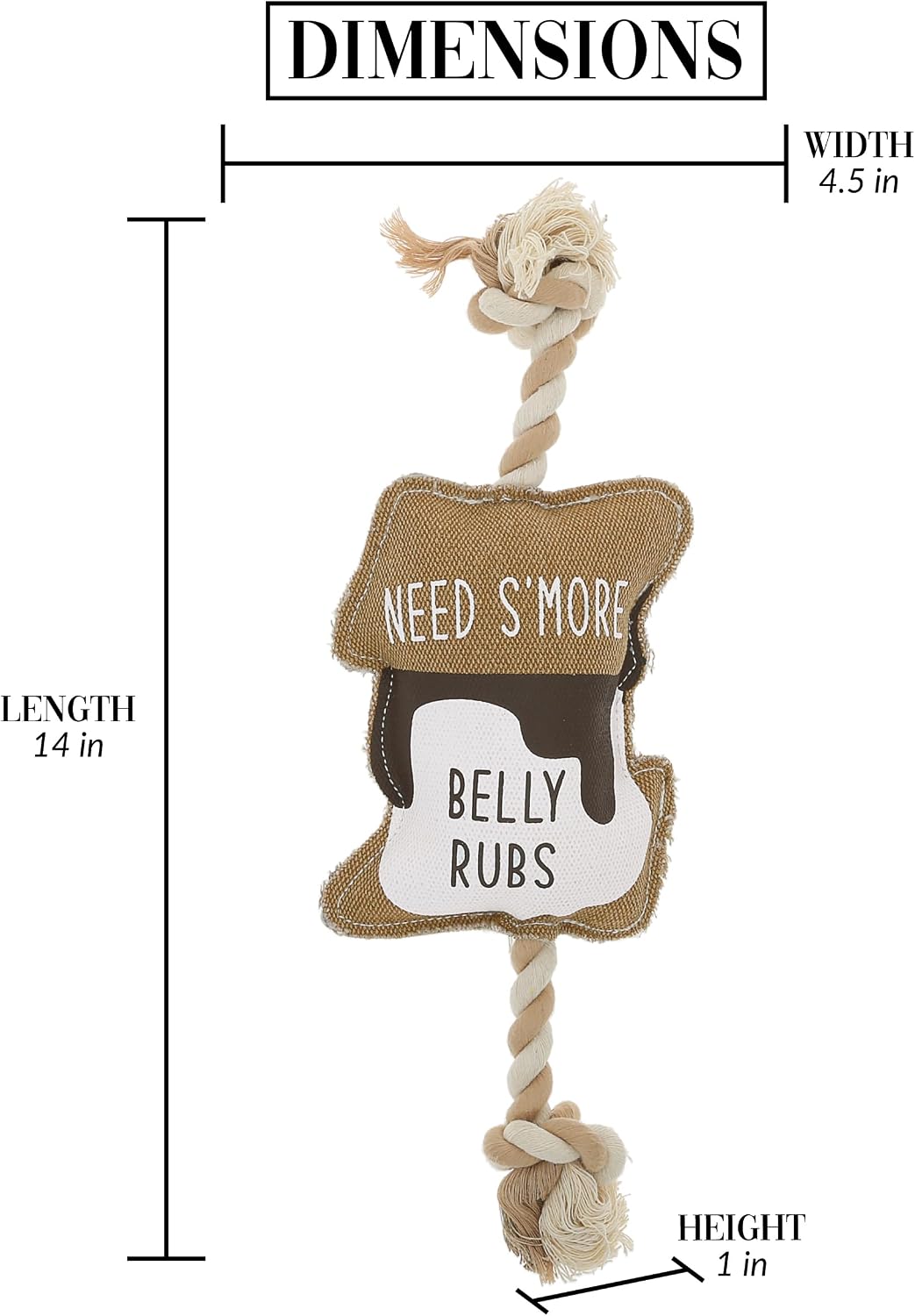 Pavilion Gift Company - S'More - Canvas Rope Dog Toy S'More Marshmallow Tug of War Puppy K9 Doggy Lover Parent Gift