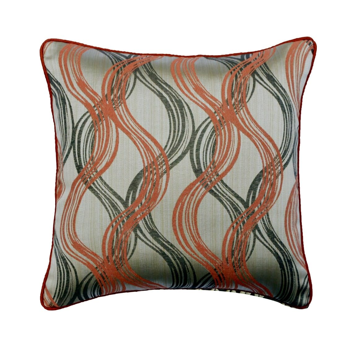 The HomeCentric Orange Pack of 2, 35x35 cm (14"x14") Throw Cushion Covers, Jacquard Abstract Throw Cushions For Sofa, Abstract Pattern Contemporary Style - Twirl Illusions
