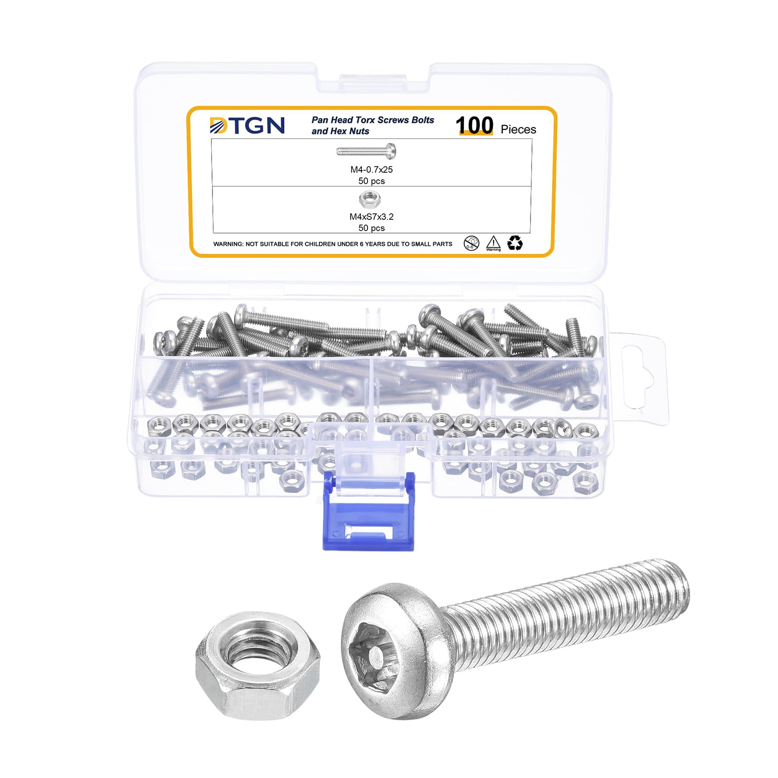 DTGN M4x25mm Pan Head Torx Security Screws, 100Pack, Good for Machinery