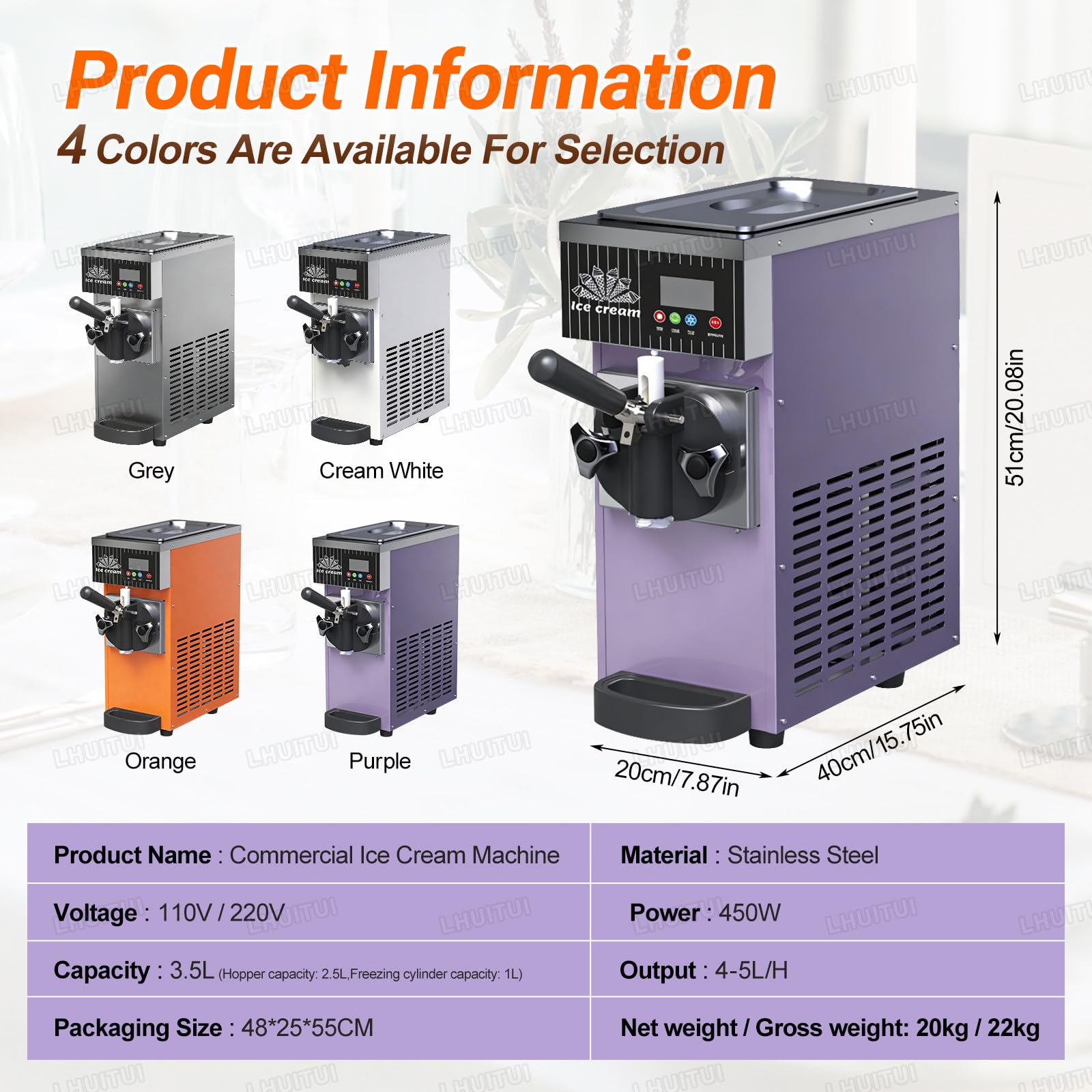 Máquina Mon Sabor de Helado Soft con Motor de 450 W Purple
