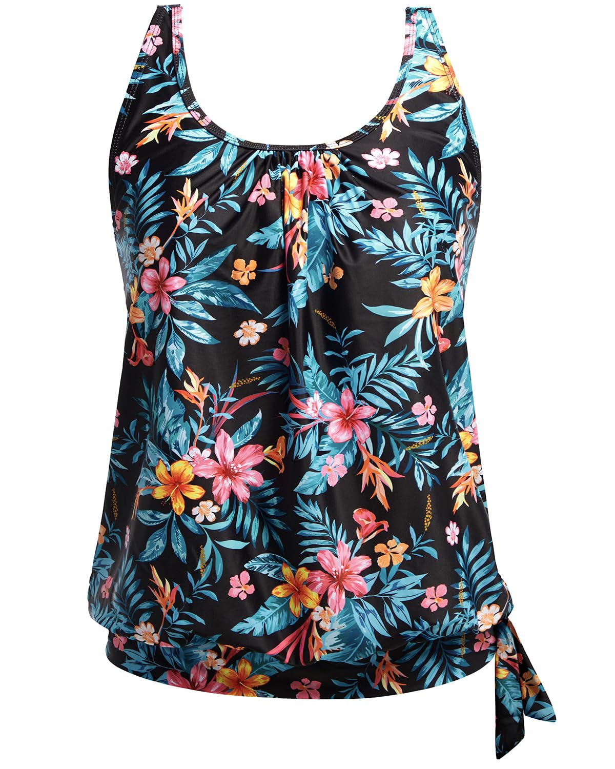 Yonique Womens Blouson Tankini Swim Top Loose Fit Strappy Bathing Suit