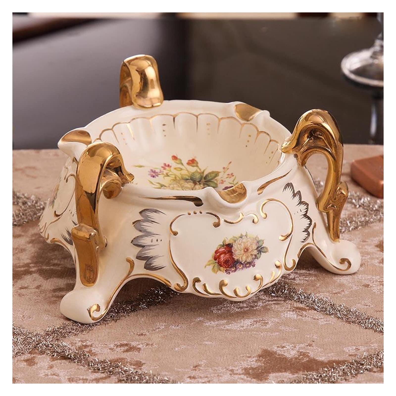 Sdgeryeeg Onecolor Ashtray， Luxury Exquisite Hand Painted Ceramic Anti Fly Ash Smoking Tray, Christmas Halloween Decorative Ornament Gift