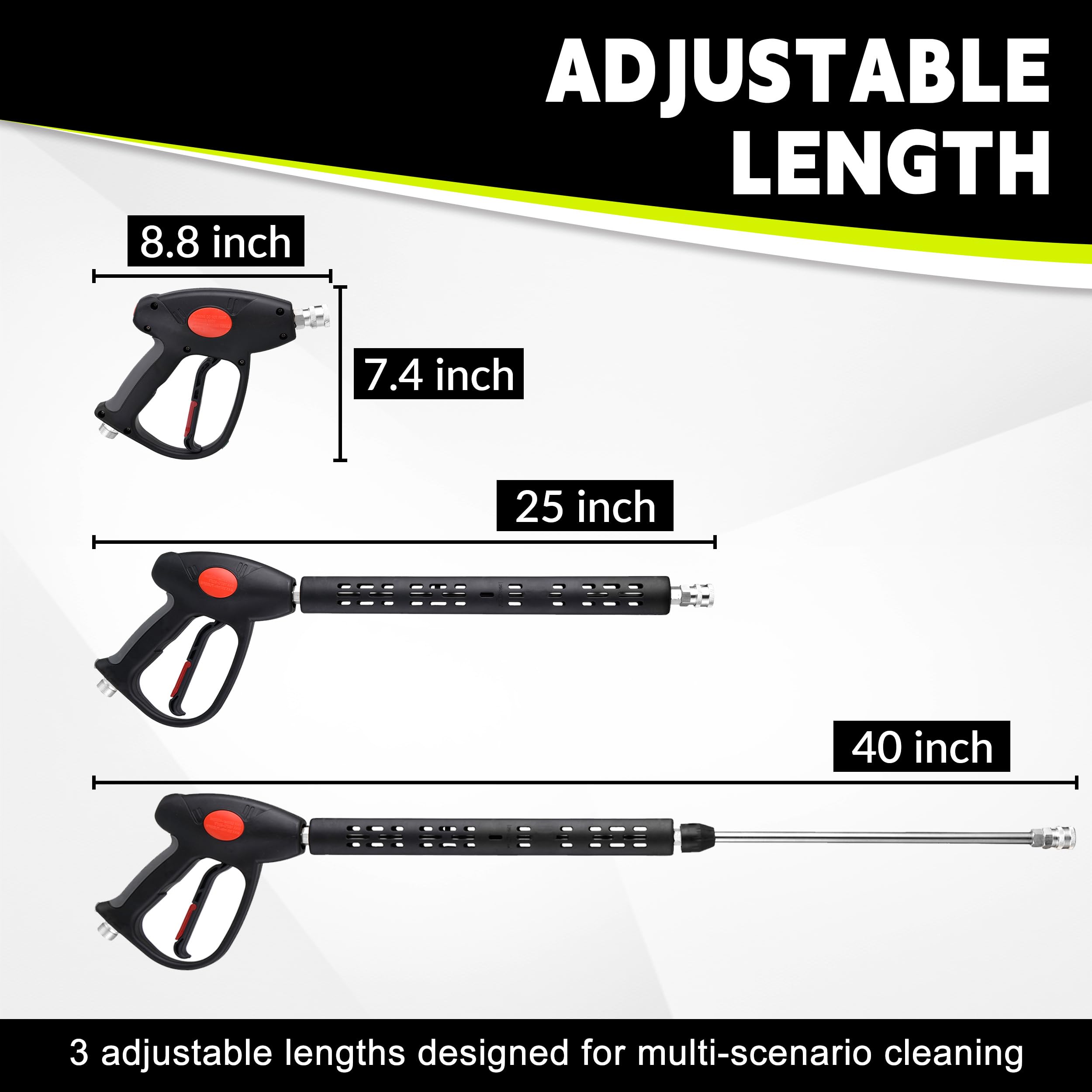 M MINGLE Kit tubo idropulitrice e pistola, tubo di lavaggio elettrico da 15 m con 5 punte | Raccordo M22-14 mm, ricambio per Ryobi, Simpson, Craftsman, ideale per auto, vialetto, patio e lavaggio profondo della casa