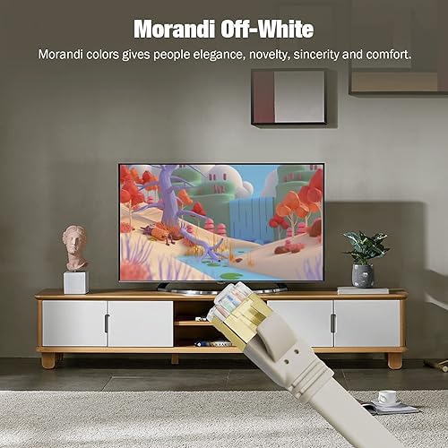 Miniatura 6 de Yauhody Cable Ethernet CAT 8 de 3 pies (paquete de 5) Morandi Colores, cables Cat8 de alta velocidad planos de 40 Gbps 2000 MHz, red de Internet