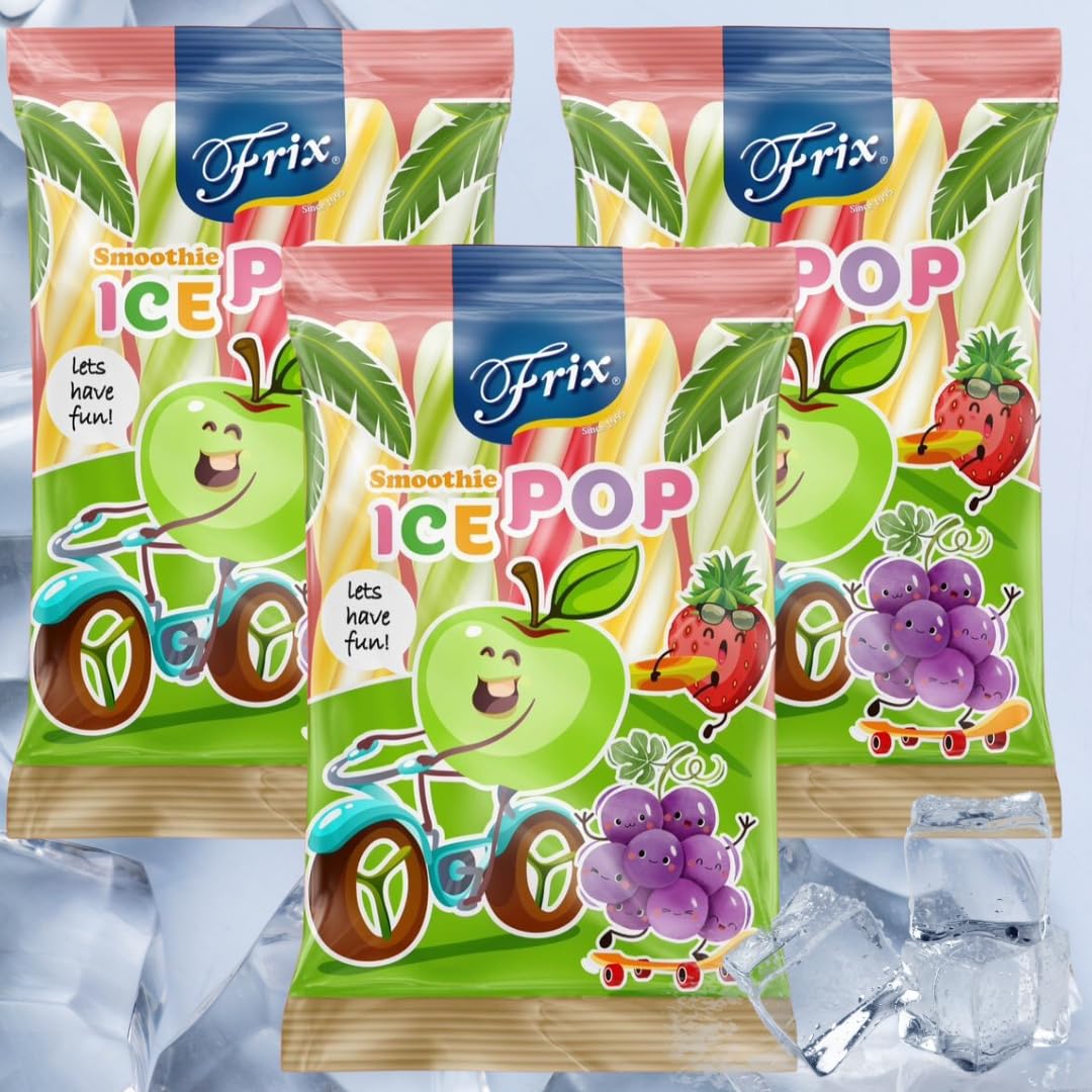 Frix Assorted Fruit Jelly Ice Pops (Pack of 3, Total 30 Tubes) - 1350ml | Imported Liquid Freeze Bars with Milk & Jelly Powder | 5 Flavors (Mango, Lychee, Green Apple, Grape, Strawberry) | Smooth Texture Ice Candy-image-14
