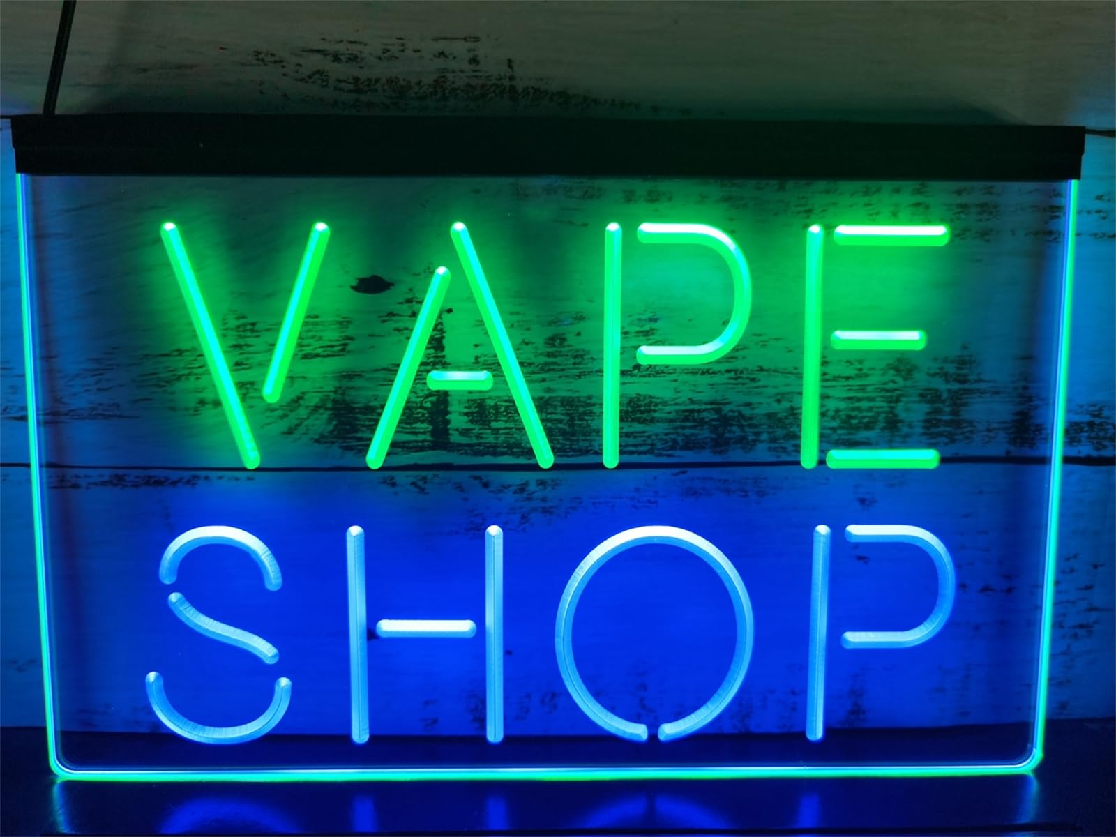 Zayeksole Green Blue Vape Shop Neon Sign For Wall Decor, Dual Color Dimming Usb Powered Led Neon Lights For Smoke Shop,Smoking Lounge,Retail Shops,,30X20cm