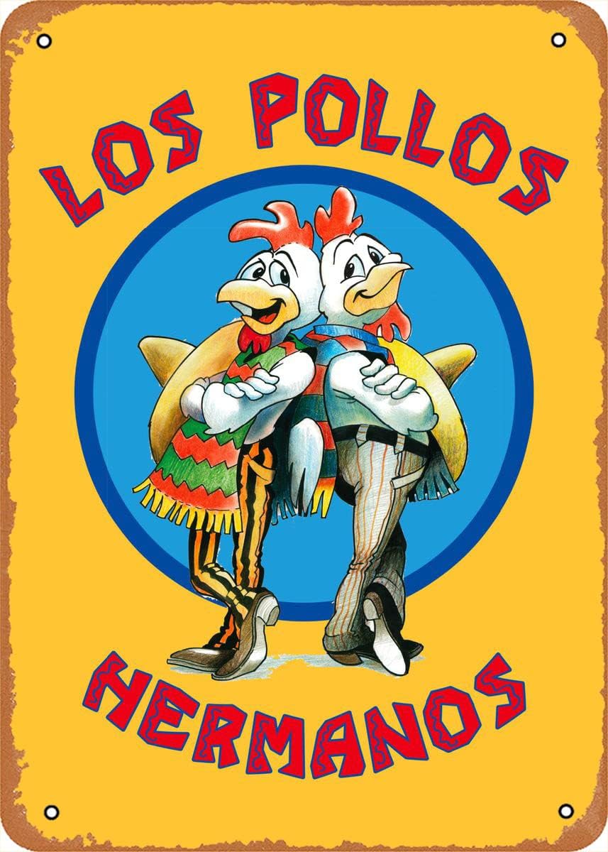 映画ポスター レトロ メタルサイン Los Pollos Hermanos インスピレーション テキストアート ウォールアート 装飾 ブリキ看板 8X12インチ