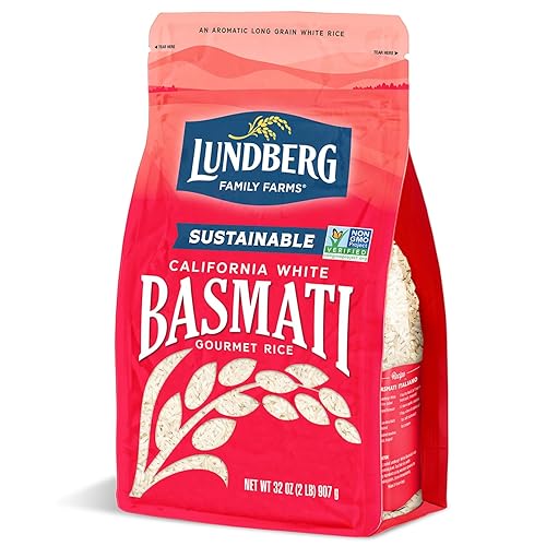 Lundberg Family Farms - Arroz basmati blanco de California agradable Aroma textura esponjosa no se aglutina cuando está cocido grapa de despensa