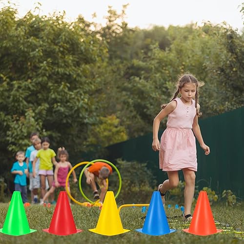 Miniatura 5 de Paquete de 48 conos de tráfico de plástico de 7 pulgadas con 2 bolsas negras, conos de fútbol de agilidad, conos de seguridad, conos deportivos,