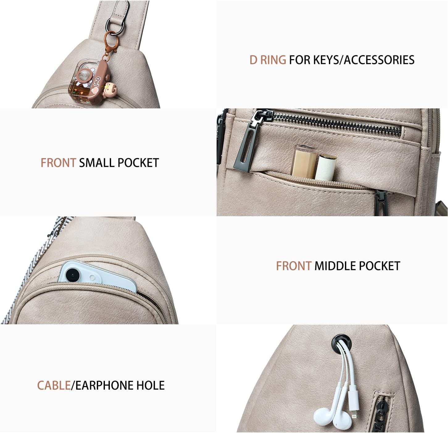 7L Sling Bag for Women Crossbody Bag Sling Purse Fanny Packs Vegan Leather Chest Bag Trendy Handbag Travel Anti Theft - Image 6