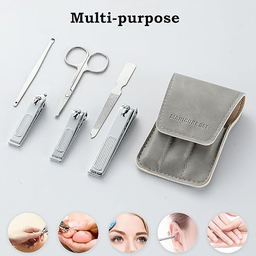 Miniatura 8 de Juego de cortaúñas para mujeres, 6 piezas, cortaúñas, relleno de calcetines de Navidad para adultos (rosa)