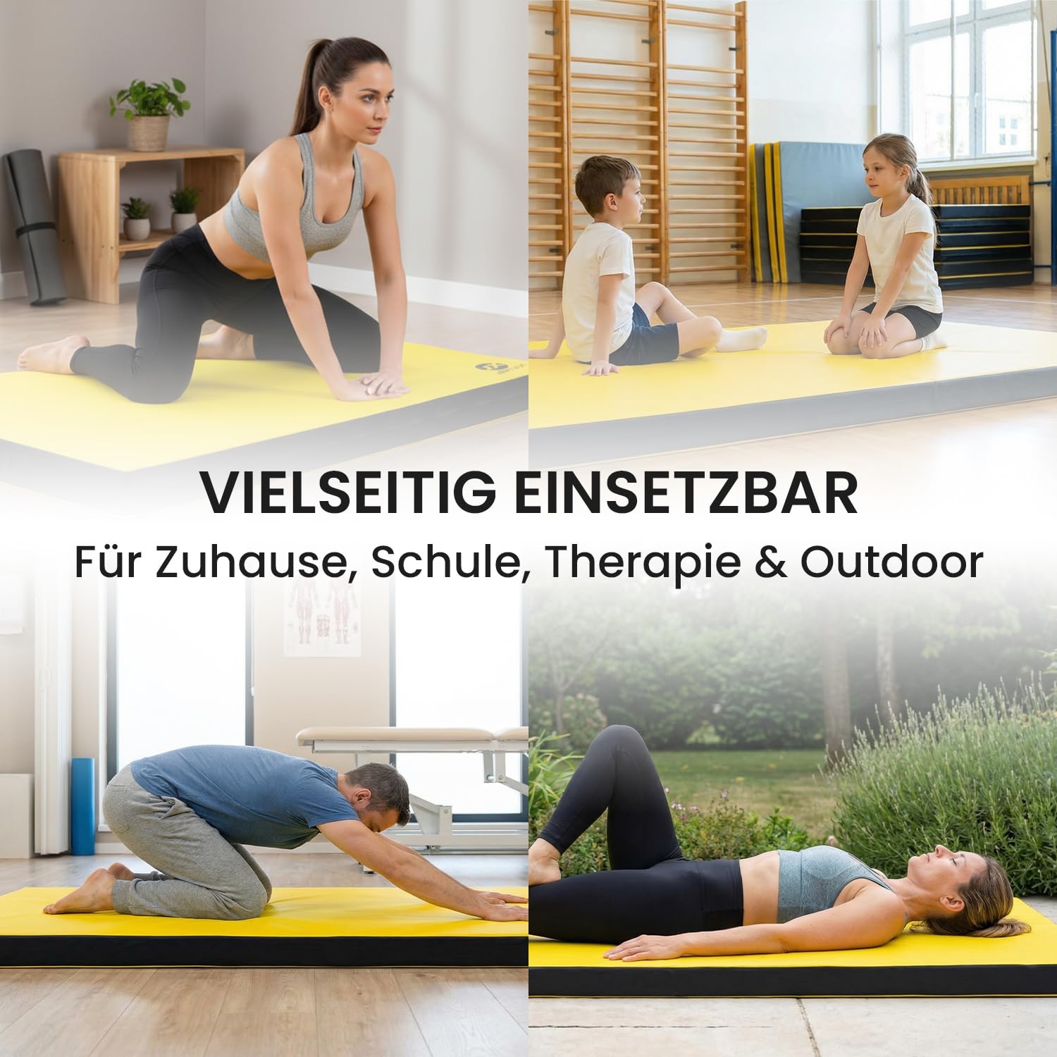 Jeflex - klappbare Weichbodenmatte & Turnmatte 150 x 100 x 8 cm MADE IN GERMANY/Gymnastikmatte tragbar/platzsparende Fitnessmatte & Yogamatte/Spielmatte für Kinderzimmer