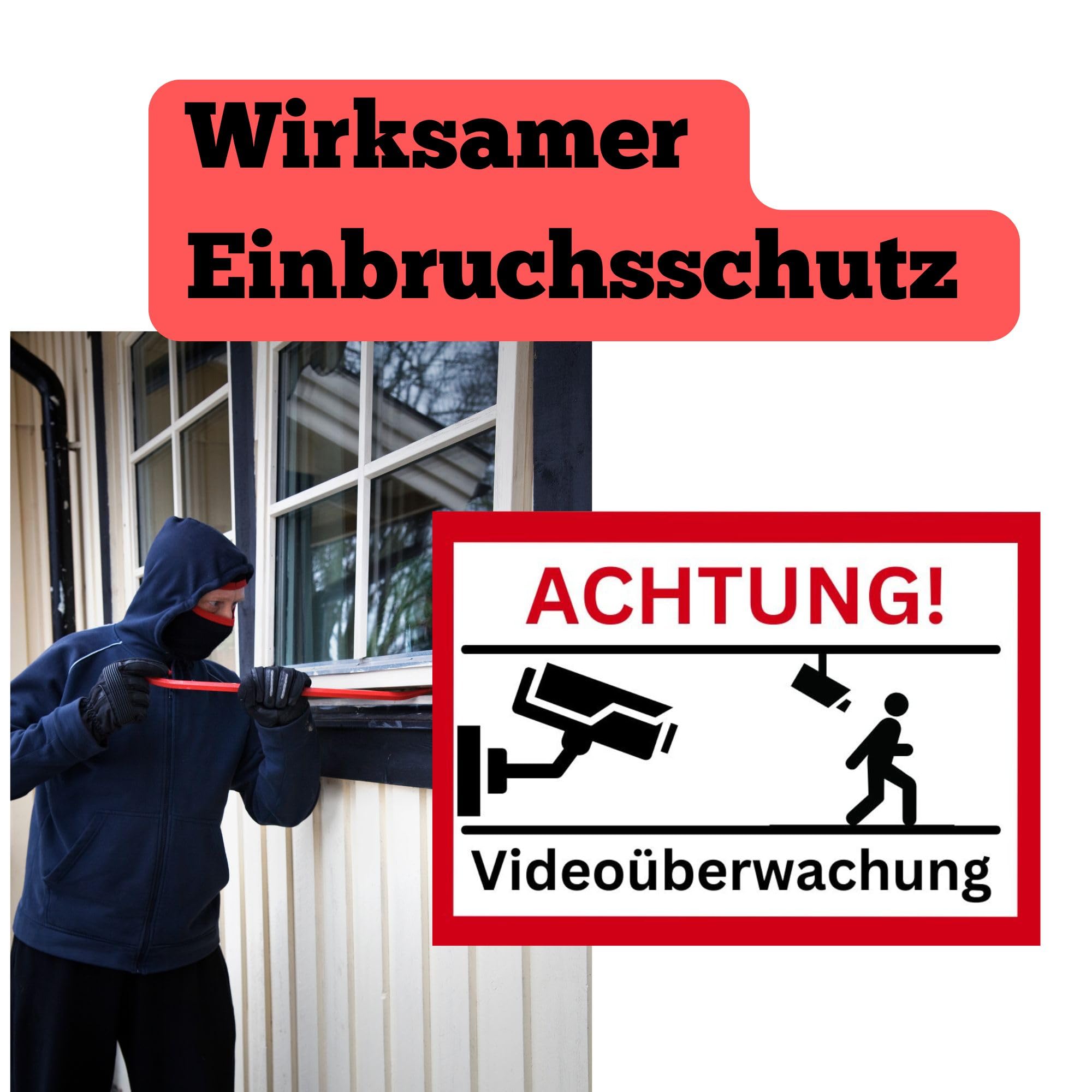 10 pegatinas de videovigilancia de alta calidad, protección eficaz contra robos gracias a los llamativos colores de señal, resistentes a la intemperie, resistentes a los rayos UV y fáciles de
