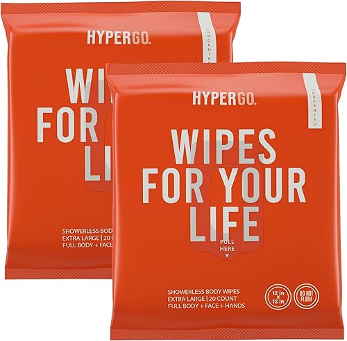 Vista 38 de HyperGo Toallitas corporales XL para mujeres y hombres, toallitas limpiadoras de cuerpo completo sin enjuague, de 12 x 12 pulgadas, paquete de 20