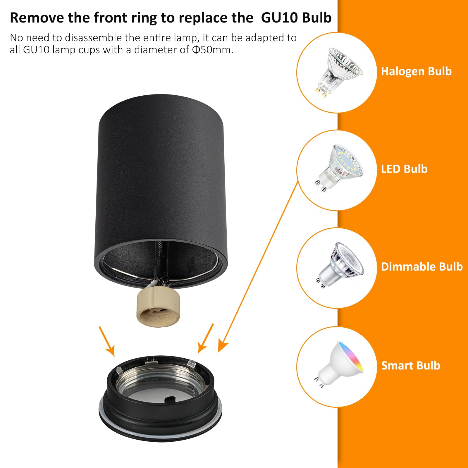 Focos LED Interior Techo Negro IP44, Foco de Techo Superficie GU10, Aplique Techo Impermeable, Downlight Superficie redonda Aluminio, bombilla no incluida para salón dormitorios baño 4 Pcs