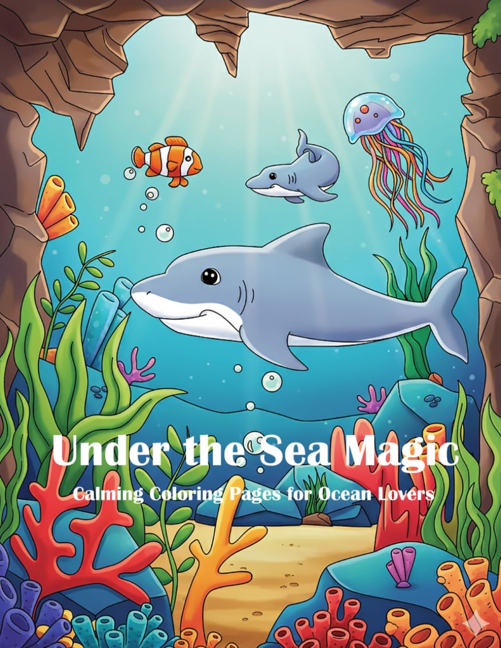 Under the Sea Magic: Calming Coloring Pages for Ocean Lovers: A soothing coloring experience featuring whales, dolphins, sea turtles, jellyfish, and coral reefs.