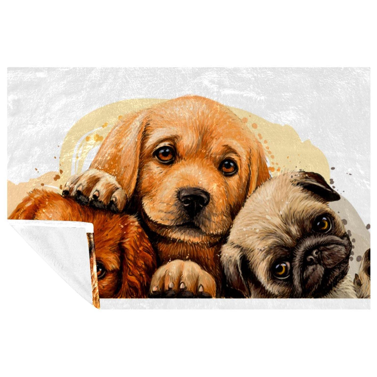 Couverture Cavalier King Charles et Labrador 150x100 cm pour lit
