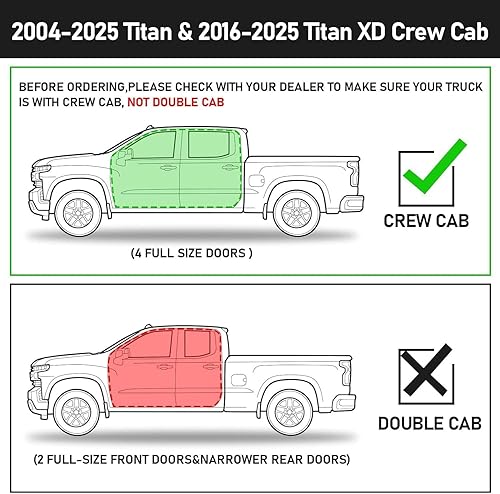 Miniatura 3 de Estribos compatibles con carril de vehículo Nissan 2004-2025 Titan Crew Cab, 2016-2025 Titan XD Crew Cab. Estribos barras de paso y barras de