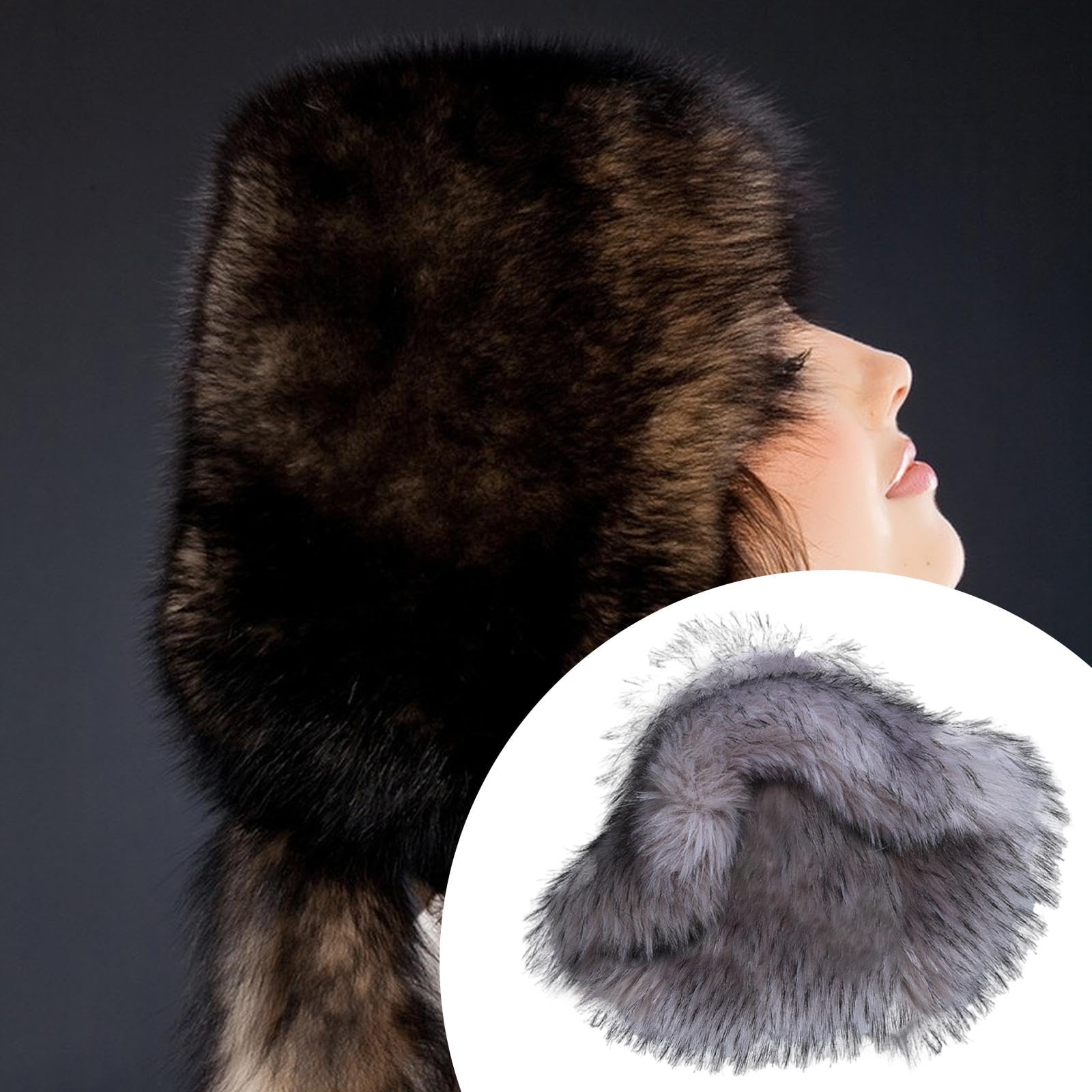 Cappello Invernale Donna Secchiello Pelliccia Sintetica Morbida Accessorio Testa Caldo Tendenza Moda Adatto per Eventi Sociali Viaggi Look Casual, Stile D
