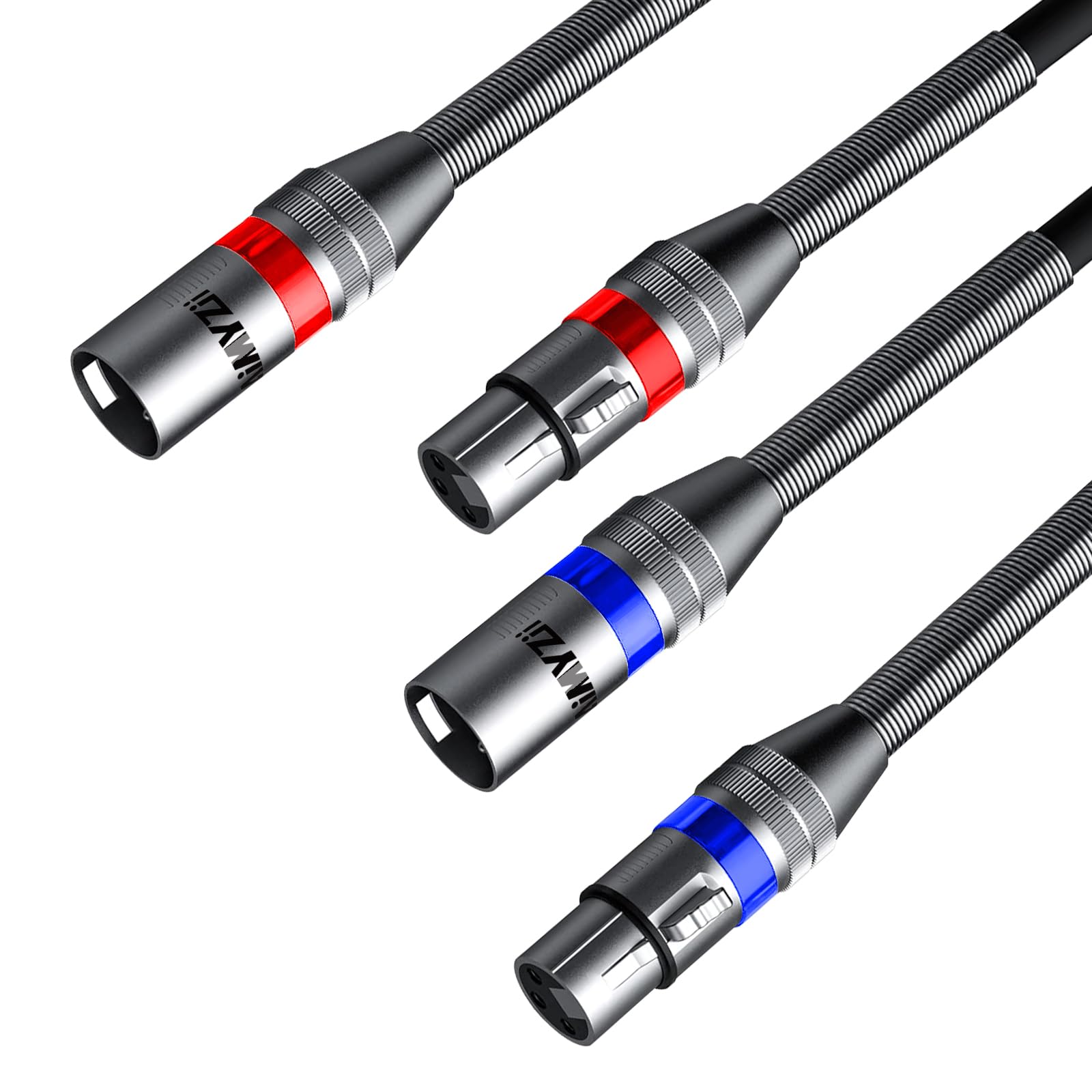 Cavo XLR per microfono, 30 m, confezione da 2 cavi bilanciati di alta qualità, conduttori in rame puro, resistenti da maschio a femmina a 3 pin XLR con connettori in lega di zinco con molla in